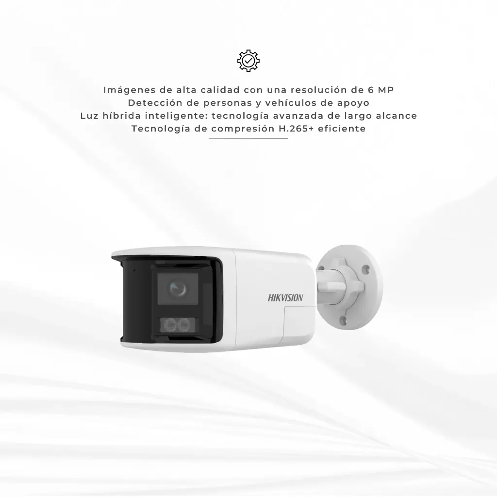 DS-2CD1T63G2P-LIUF/SRB | Bala IP 4 Megapixel / 2 Lentes de Lente 2.8 mm (Imagen Panorámica 180°) / 40 mts IR / Exterior IP67 / Luz Intermitente y Alerta de Audio / Audio Bidireccional / ACUSENSE / WDR 120 dB / Micro SD / Estrobo Azul y Rojo